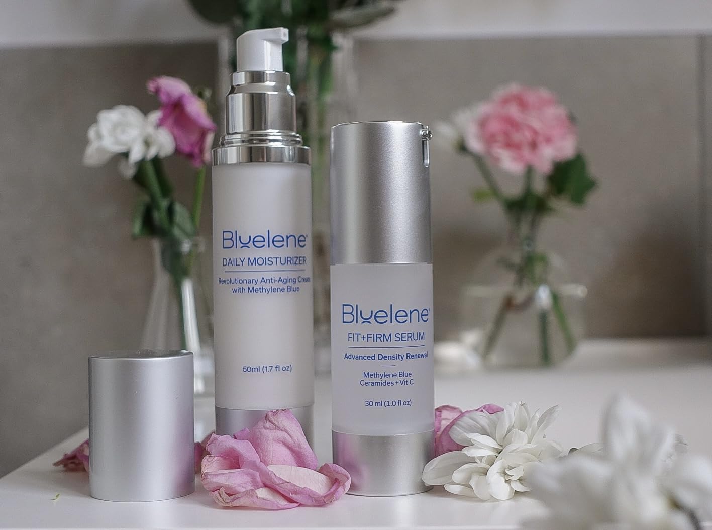 Bluelene Fit+Firm Serum, Methylene Blue, Vitamin C, Ceramides, Advanced Skin Density Renewal Serum, Anti-Aging, Restores Volume and Texture, Smooths Wrinkles, Hydrates.
