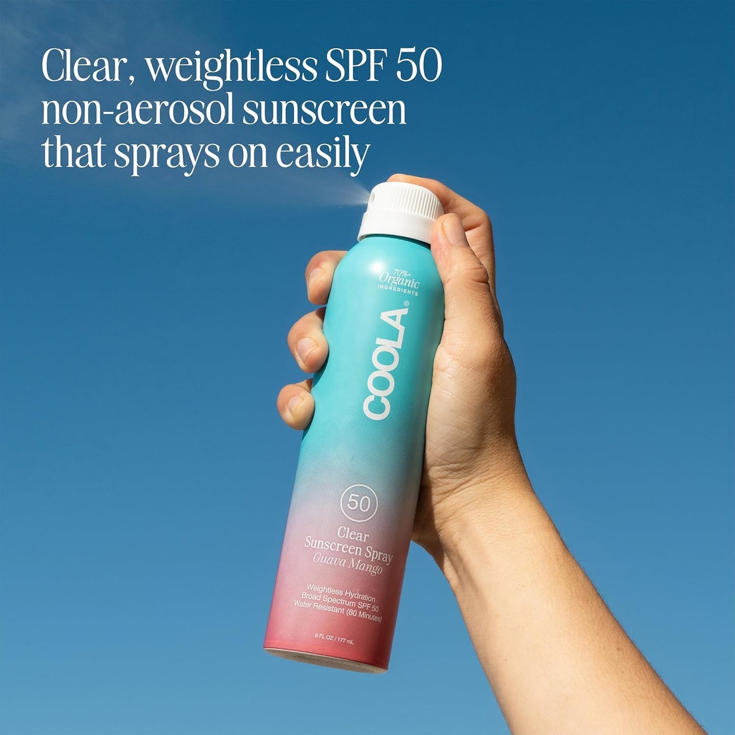 COOLA Organic Sunscreen SPF 50 - Vegan Sunblock Spray for Daily Skin Protection | Guava Mango Scent