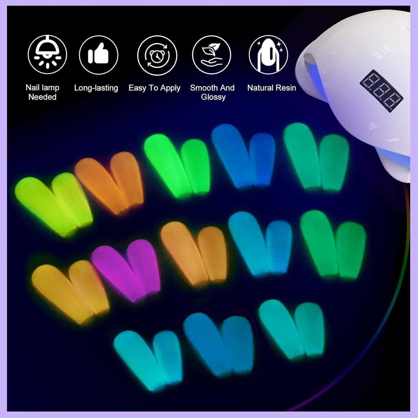 SAVILAND Glow in the Dark Gel Nail Polish Set | 12 Luminous Neon Colors with Cat Eye Magnets