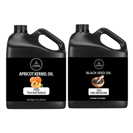 Naturevibe Botanicals Apricot Oil 32oz and Black Cumin Seed Oil 32oz | Oil Combo