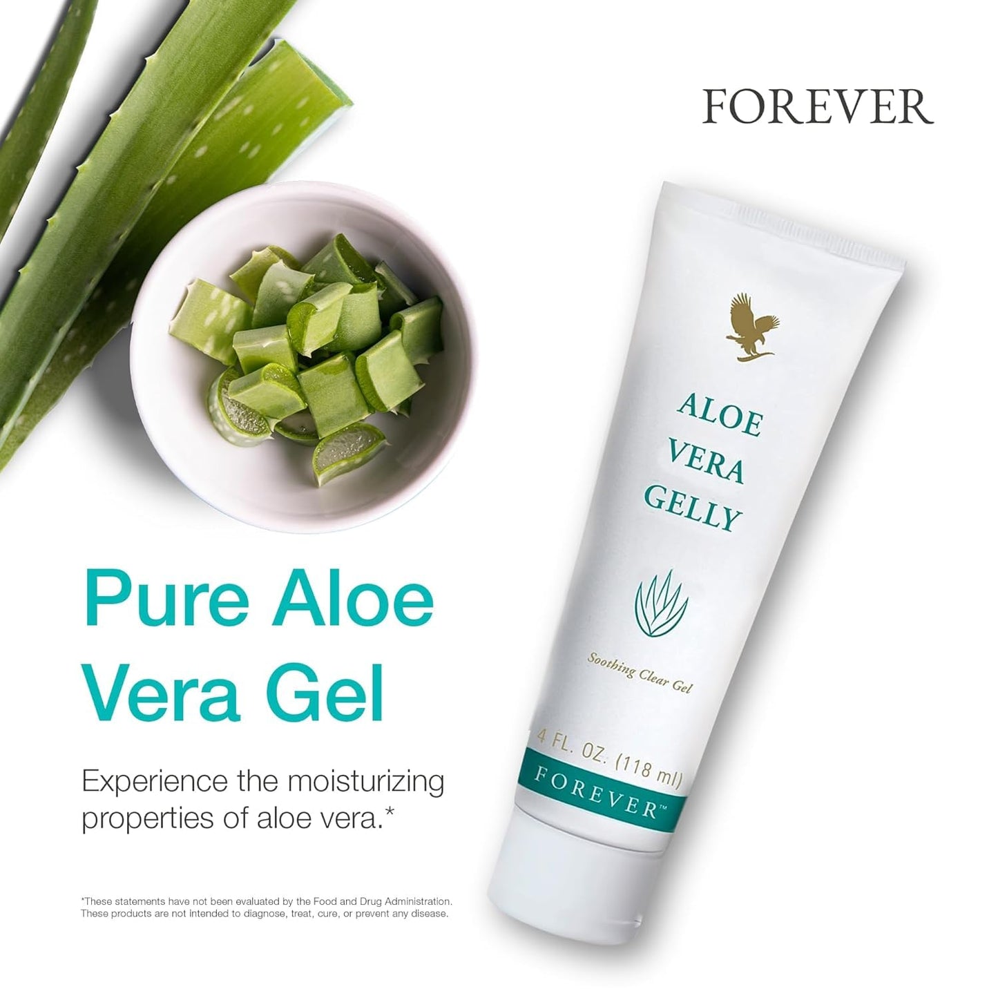 Forever Living - Aloe Vera Gelly - Pure Aloe Gel for Soothing and Moisturizing Skin, Non-Staining and Fast-Absorbing, Vegan and Gluten-Free, 4 fl oz (Pack of 2)