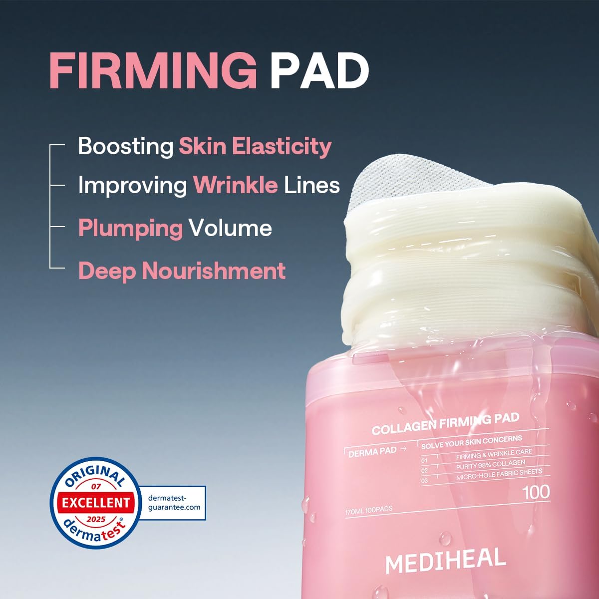 Mediheal Toner Pads | 100 Count Skin Firming Pads with Retinol & Peptides for Elasticity