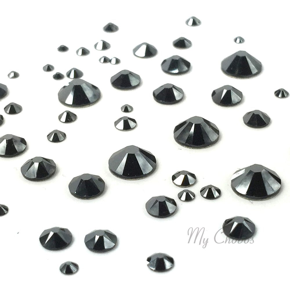 JET HEMATITE (280 HEM) black 144 pcs 2058/2088 SWAROVSKI Crystal Flatbacks rhinestones nail art mixed with Sizes ss5, ss7, ss9, ss12, ss16, ss20, ss30