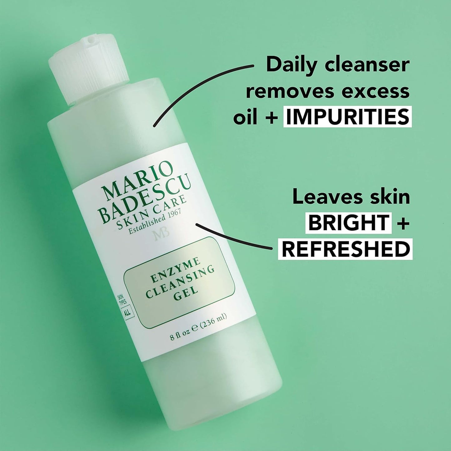 Mario Badescu Rose Water Facial Spray & Enzyme Cleansing Gel Bundle | Hydrating Rose Water Face Mist + Oil-Free Cleanser with Grapefruit & Papaya Extract | Rejuvenates, Clarifies & Removes Excess Oil