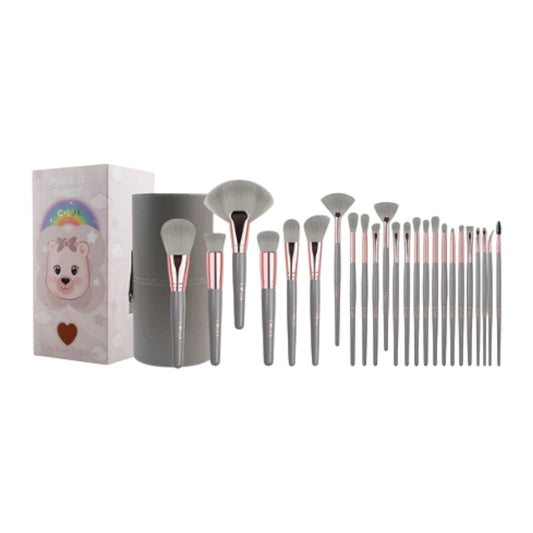 C-LUX Bear Collection 24-Piece Makeup Brush Set with Travel Case, Soft Synthetic Bristles, Full Face & Eye Brushes for Foundation, Powder, Blush, Contour & Eyeshadow