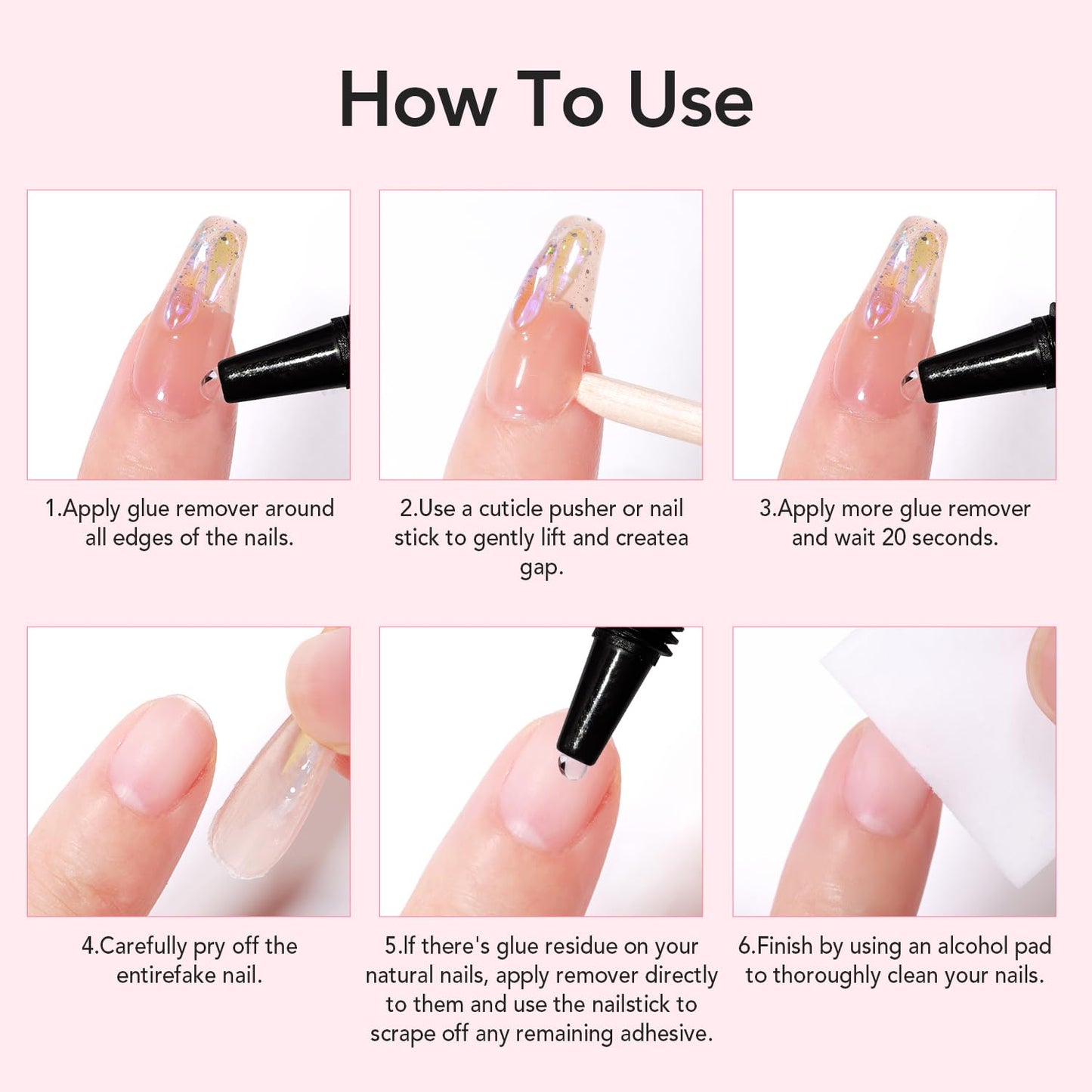 Soft Gel Press on Nails, Fake Nails with Bright-Pink and semi solid nail glue kit