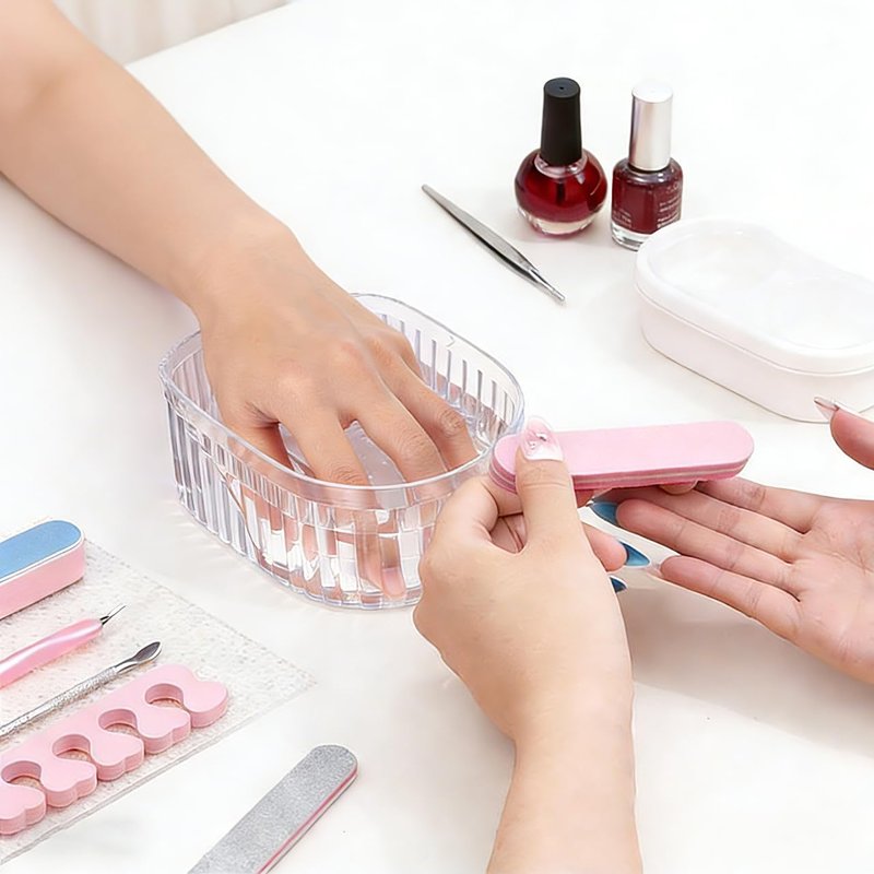 FOMIYES 2pcs Transparent Nail Soaking Bowls, Acrylic Gel Polish Remover Bowls, Manicure Hand Soak for Home Nail Care, Ergonomic Design for Gel off and Hand Washing