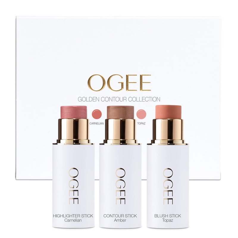 Ogee Face Stick Trio - Organic Bronzer, Blush & Highlighter Set for Flawless Makeup | 3-Piece Collection