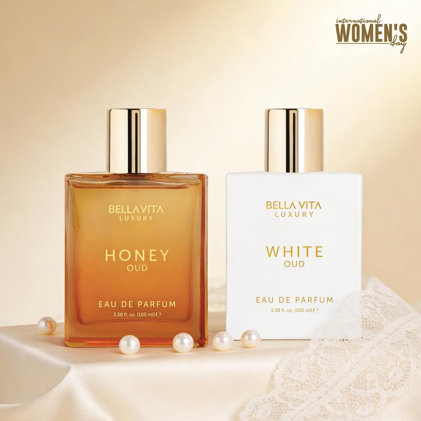 BellaVita Luxury Perfume Duo Honey Oud Eau de Parfum (3.4 fl. oz.) + White Oud Eau de Parfum (3.4 fl. oz.) | Long-Lasting, Vegan & Cruelty-Free Fragrances for Every Occasion
