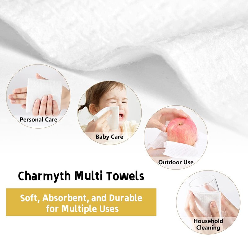 Charmyth Disposable Face Towels XL 100 Count - Extra Thick Soft Makeup Remover Wipes for Sensitive Skin Degradable Facial Cleansing Towels