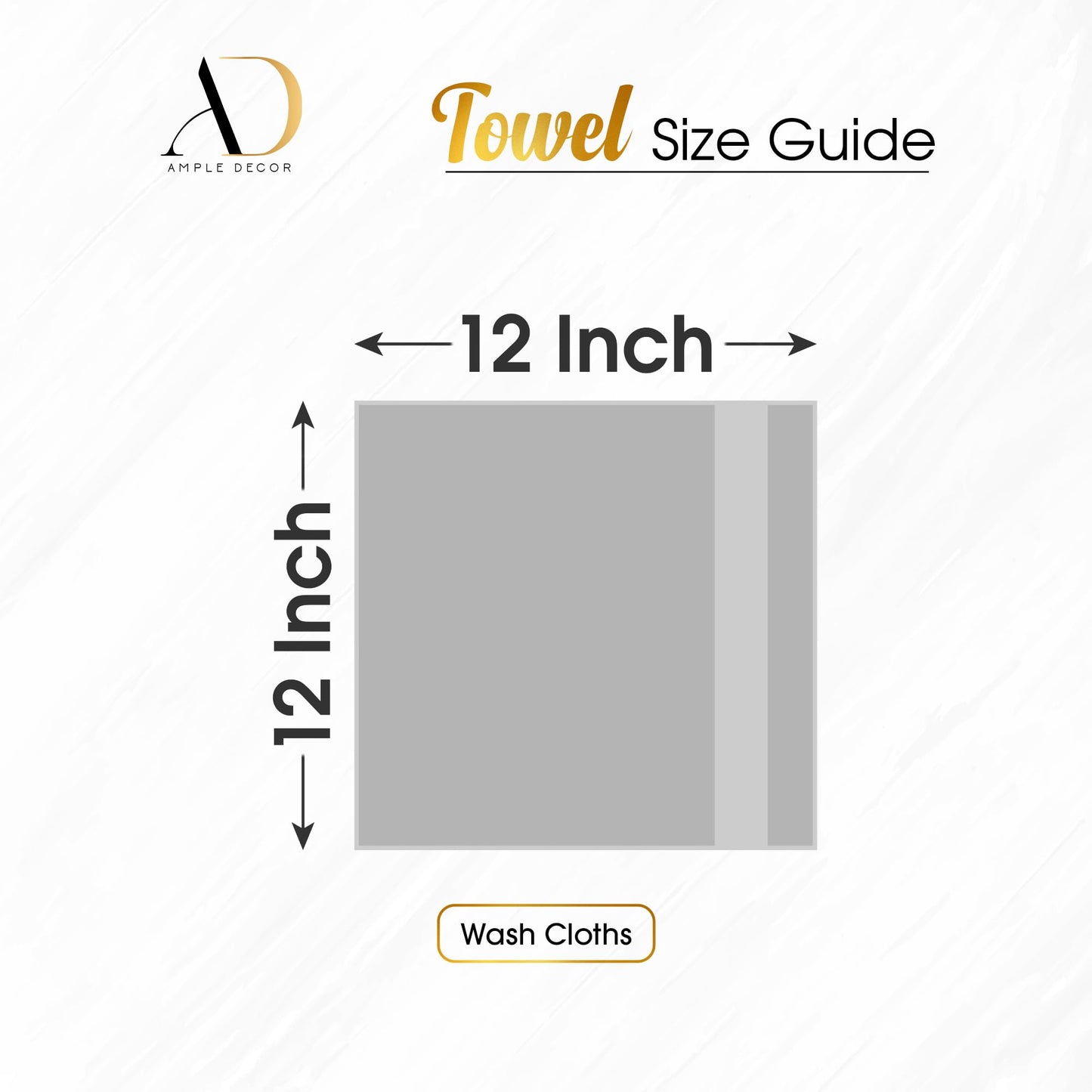 Ample Decor 100% Cotton Washcloths 12x12 Inches, 600 GSM, Soft & Absorbent, Durable, Set of 10, Beige