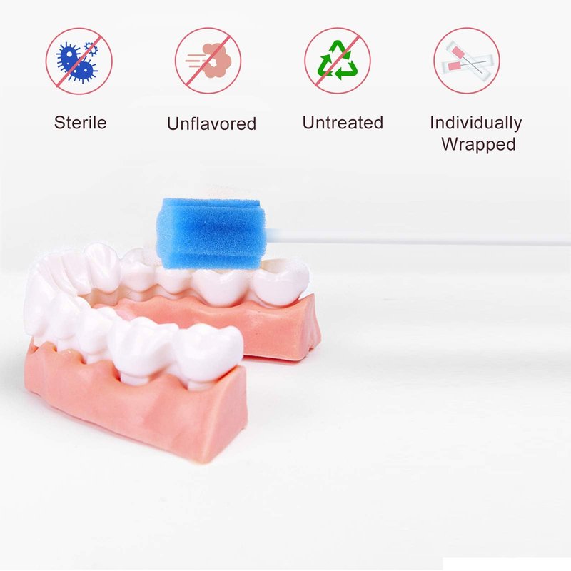 Disposable Oral Swabs ,Mouth Cleaning Sponge,Individually Wrapped oral care for elderly and pets(250pcs, blue, plum flower shape)