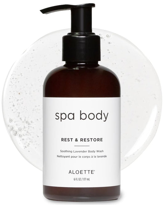 Aloette Lavender Body Wash, Rest & Restore - Hydrating & Moisturizing Body Wash for Dry Skin with Natural Aloe Vera & Vitamin E - Exfoliating & Rejuvenating Skin Care Products for Men & Women