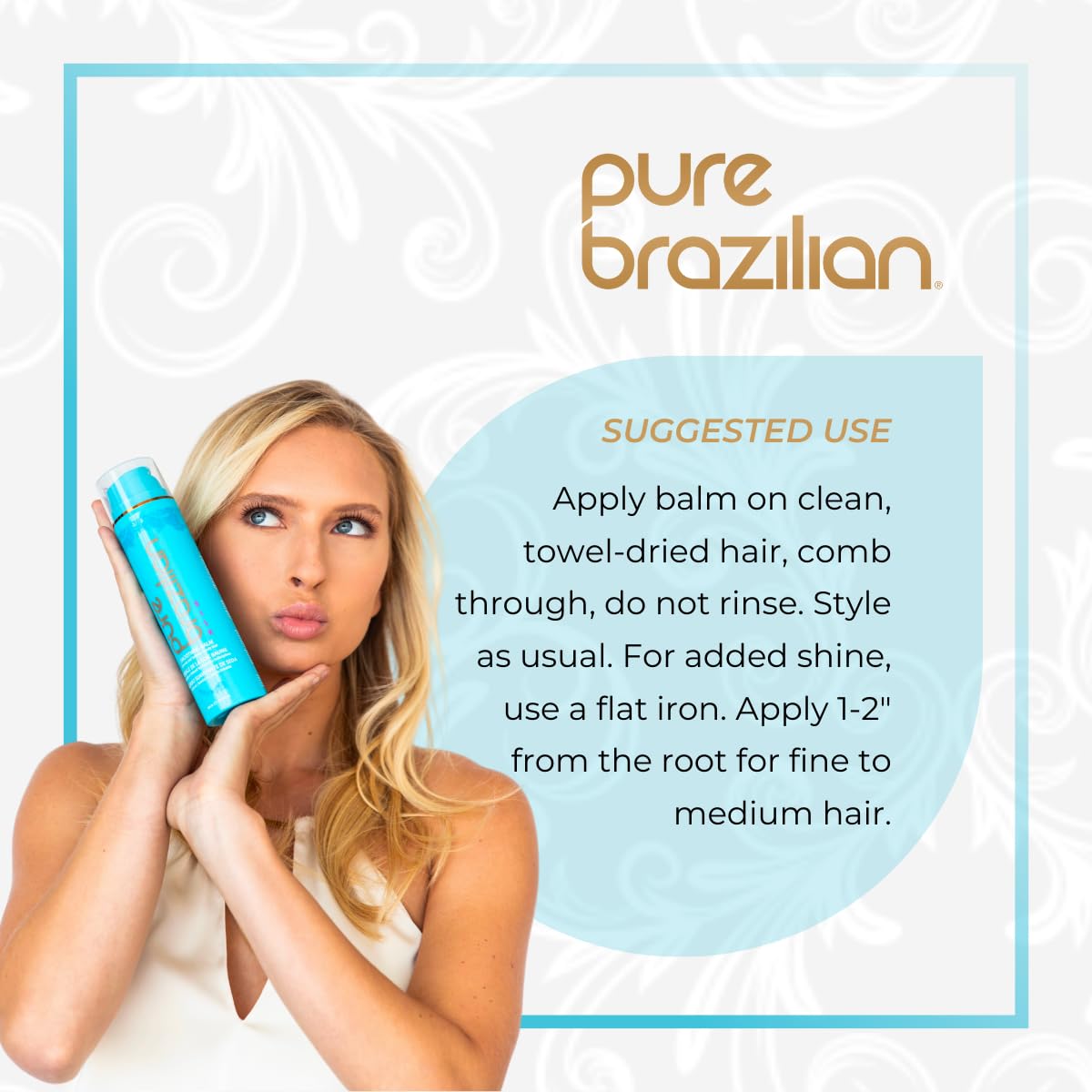 Pure Brazilian Silk Smoothing Balm - Anti-Frizz Keratin Treatment | Nourishing Coconut Oil, 6.78 Oz