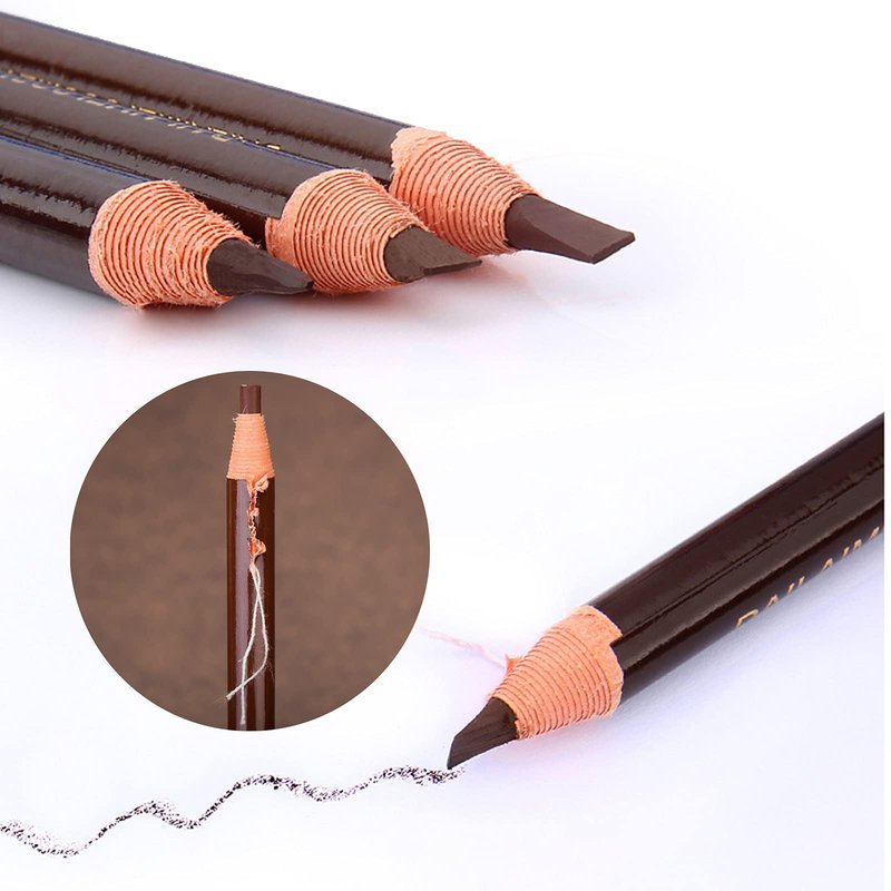 LSxia Waterproof Eye-Brow Pen-cil Set, Pull Cord Peel-off Eyebrow Pencil Microblading Eyebrow Pen Supplies Kit, White Eye-Liner Pencil and Eyebrow Tool Tattoo Makeup (6+1 Brown+Dark Brown+Light Brown)