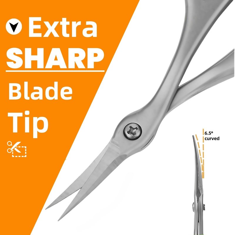 MaryCarrie Cuticle Scissors & Nail Scissors - Stainless Steel Manicure Tool with Curved Blade, Precision Grooming Scissors for Cuticles, Eyebrows, Eyelashes & Dead Skin Removal (3.7"x1.85")
