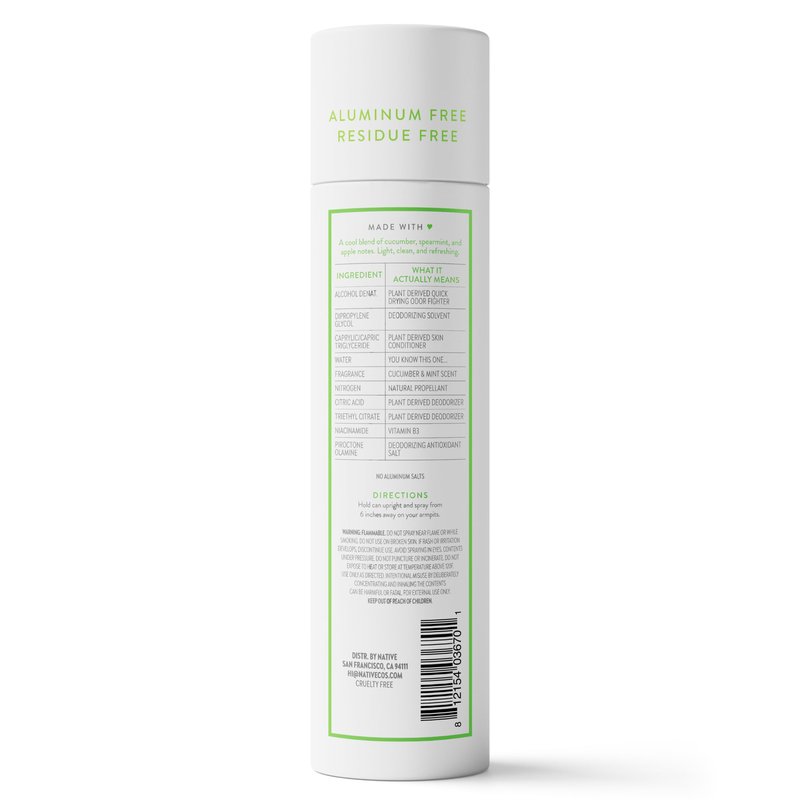 Native Deodorant & Body Spray, Cucumber & Mint, 72-Hour Odor Protection for Underarms & Body, Aluminum Free, Quick Drying, 3.5 oz
