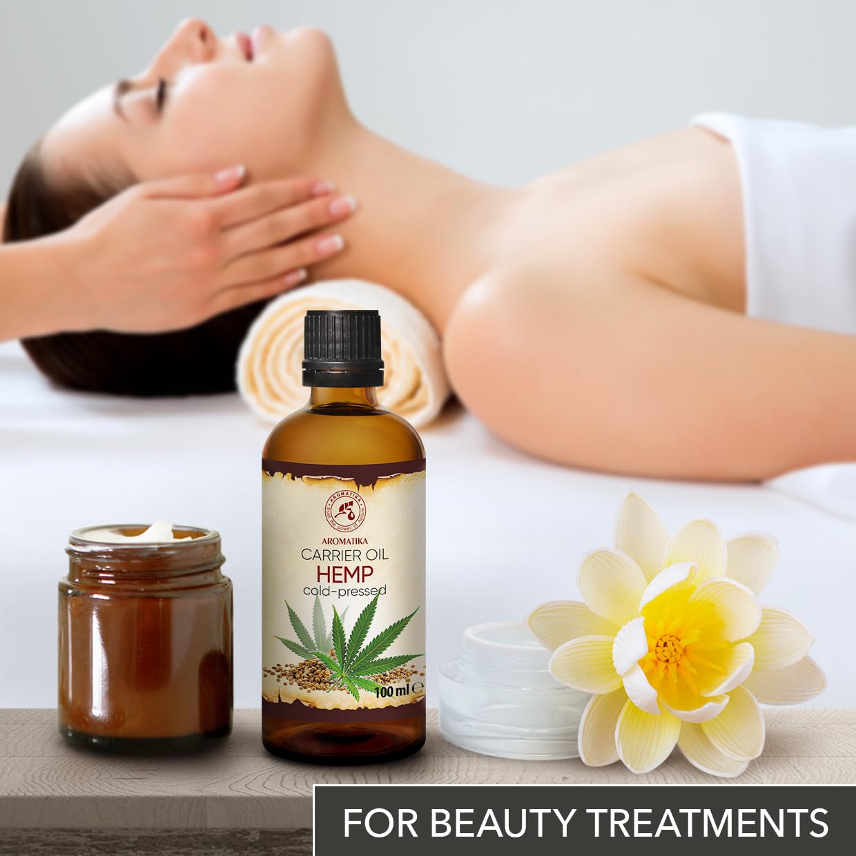 AROMATIKA Hemp Oil 3.4 Fl Oz - Pure & Natural - Cold Pressed Hemp Seed Oil - Unrefined Carrier Oil for Essential Oils - for Skin - Nails - Lips - Hair - Face & Body Care