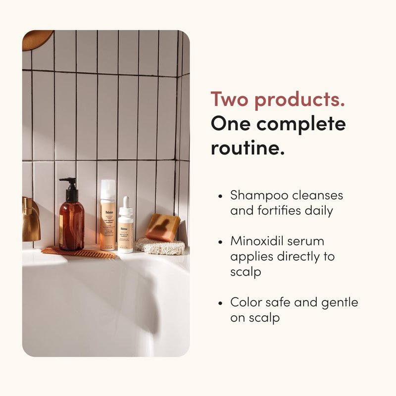 hims Thick Fix Thickening Shampoo & 5% Minoxidil Treatment Serum - Saw Palmetto & Minoxidil Serum - For Strengthening Hair Growth - Paraben-Free & Sulfate-Free - Eucalyptus Grove Scent