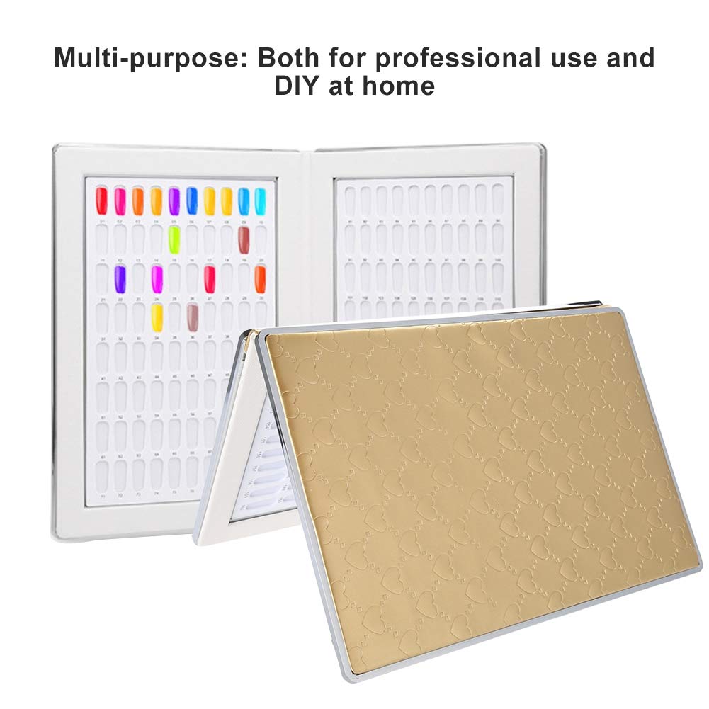 Nail Color Card, 160 Slot Foldable Nail Gel Polish Display Chart Book with Nail Tip Holder for Salon Manicurist DIY Nail Art