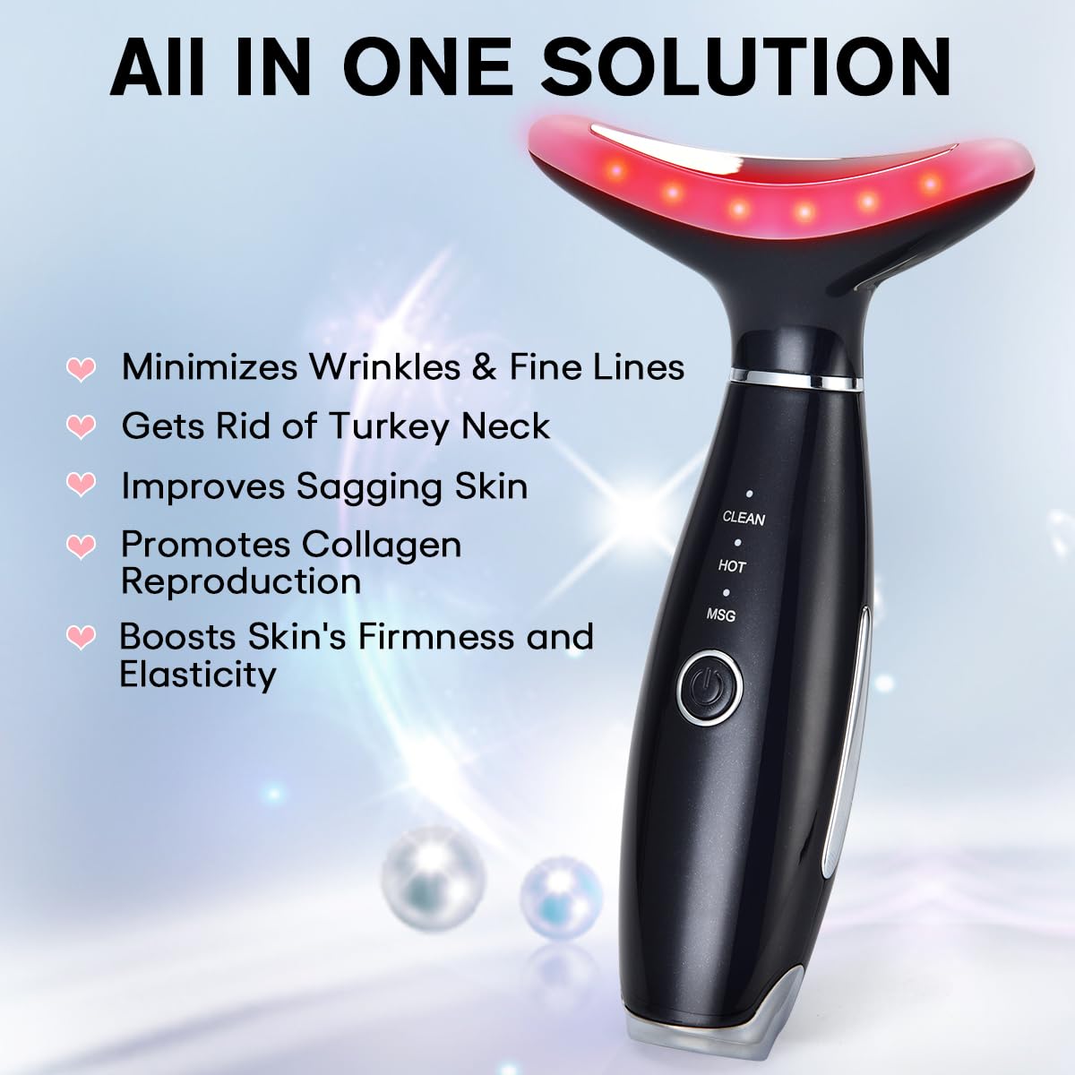 LATME Facial Massager,Neck Face Massager Tool,3 Mode Massage with Heat,Portable Beauty Instrument for Skin Care Women Gift (Gradient Pink)