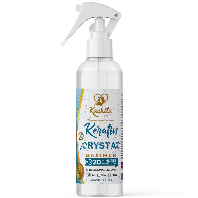 Kachita Spell Keratin Crystal Maximum 20-Minute Express Keratin Hair Straightening Treatment Spray for Long Lasting Blowouts, Home & Professional Use, Keratina / Queratina en Spray, 16 fl oz