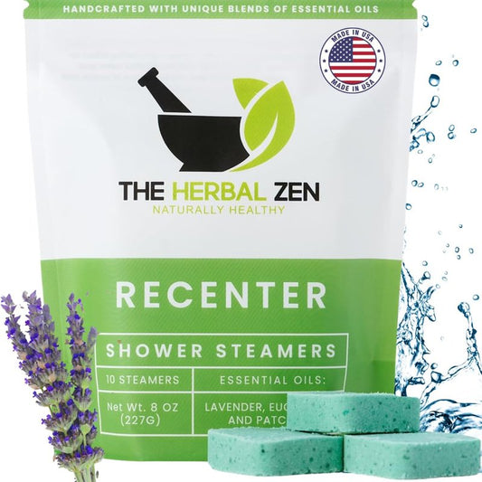 Recenter Shower Steamers Aromatherapy for Relaxing - USA Made Mothers Day Gift for Her - Lavender & Eucalyptus Shower Bomb Tablets – Soothing Natural Essential Oils (10 Pack)