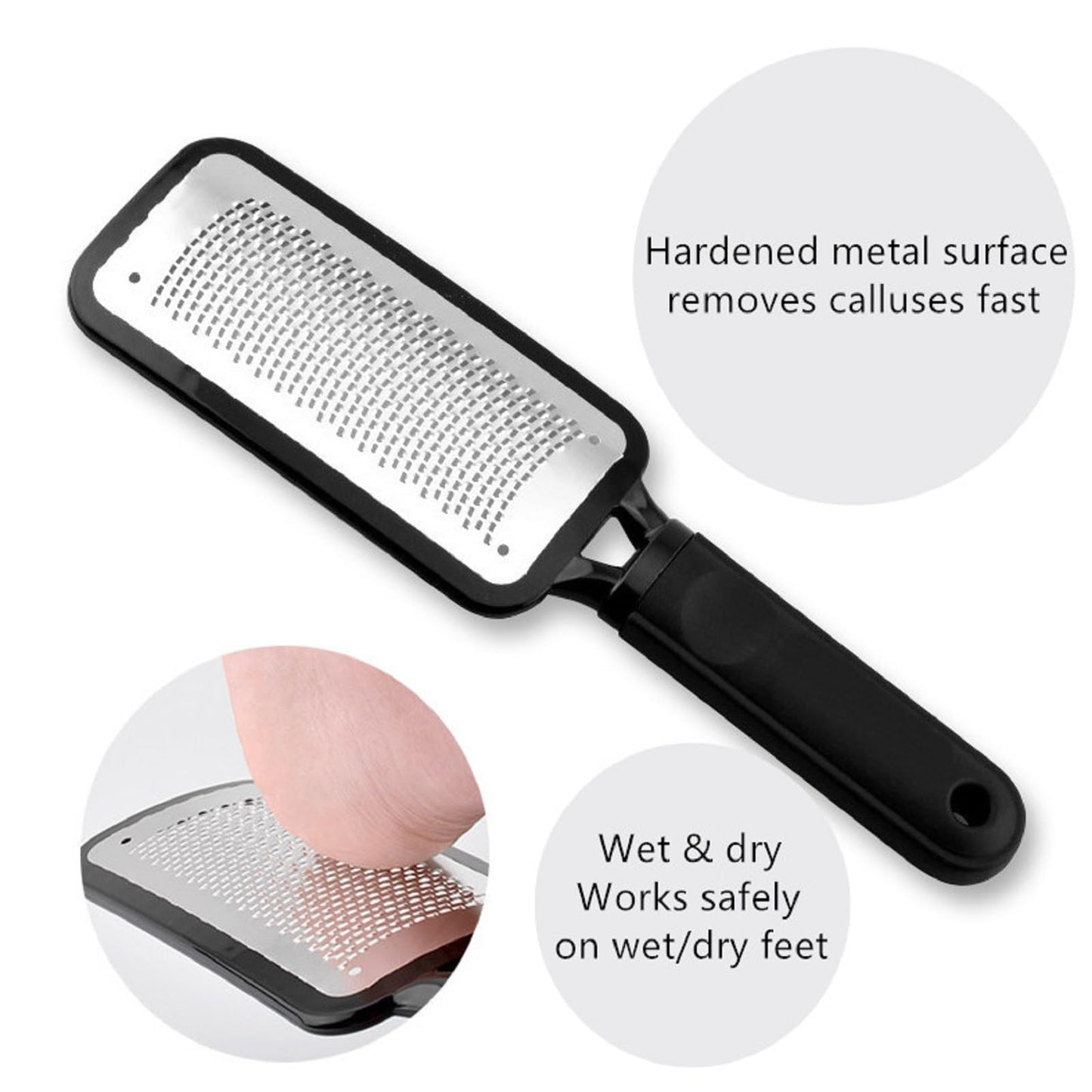 Bestac Stainless Steel Foot File & Callus Remover–Ideal for Wet/Dry Pedicures, Effectively Removes Hard Skin & Dead Cells, Durable Metal Surface for Smooth Feet.