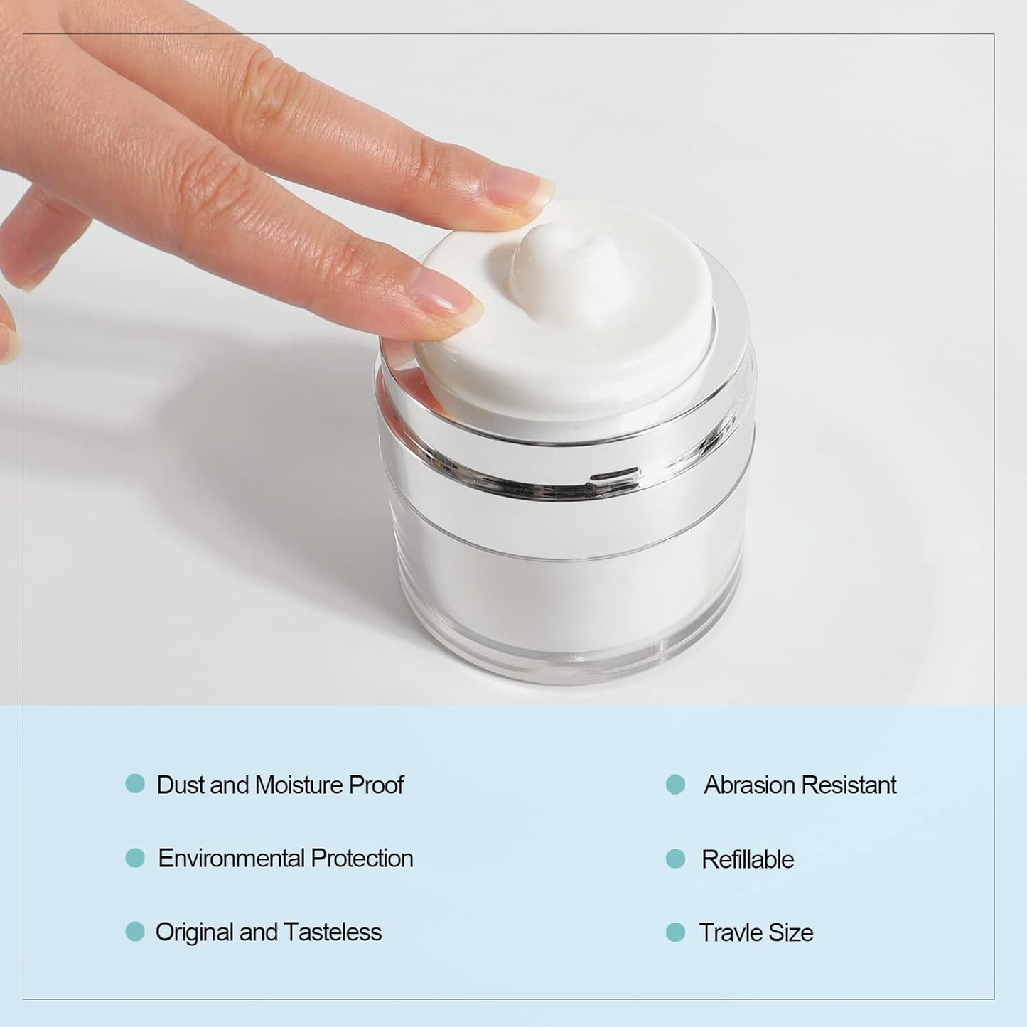 Airless Pump Jars - 3-Pack 3.5 Oz Lotion Dispenser Containers | Empty Cosmetic Bottles