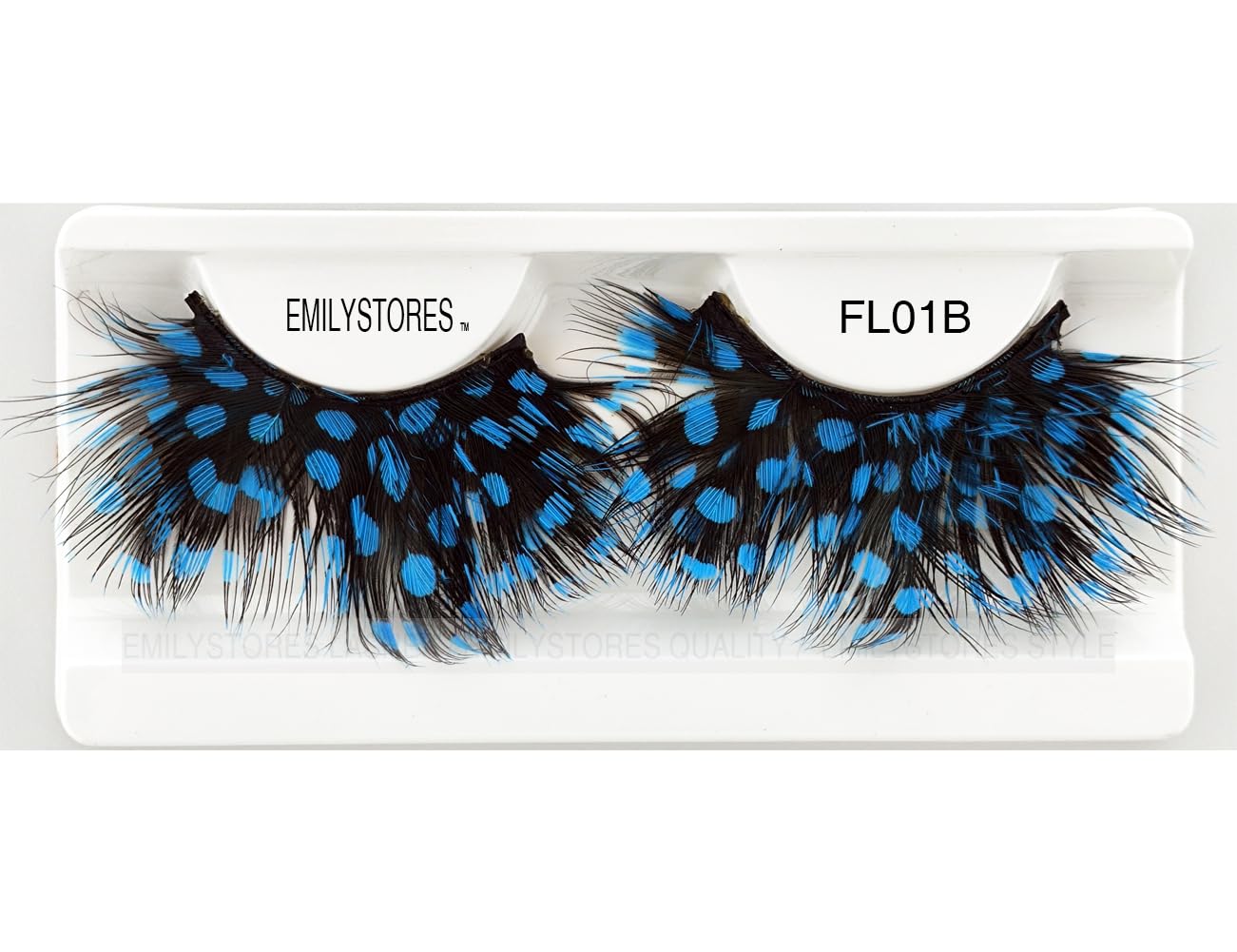 EMILYSTORES Blue Spots Black Faux-Feather Eyelashes For Beetlejuice Costume Halloween Lashes 1 Pair
