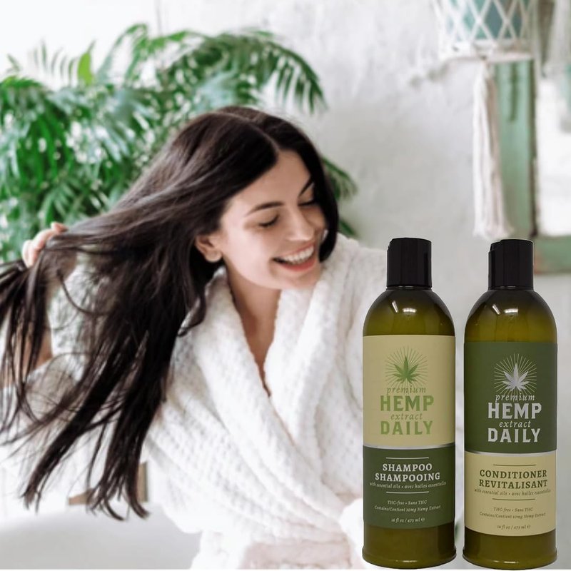 Hemp Daily Shampoo and Conditioner | Hemp, Argan, and Essential Oils | THC-free | 16 fl oz (Shampoo + Conditioner)