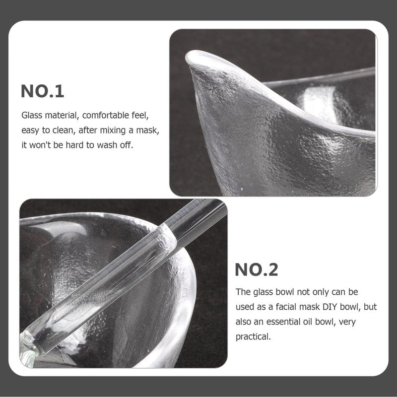 Zerodeko Glass Facial Mask Mixing Bowl Set with Spoon 3.14X2.36X1.57 Inch for Diy Skincare Essential Oil Mixing Home and Salon Beauty Tool