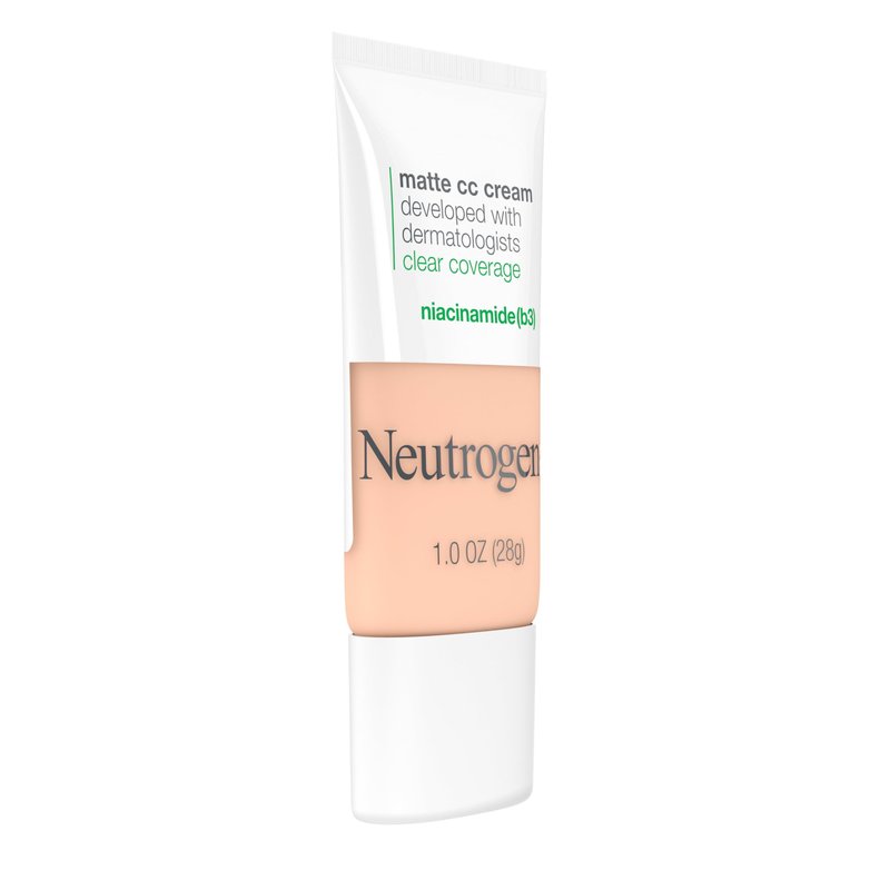 Neutrogena Clear Coverage Flawless Matte CC Cream, Full-Coverage Color Correcting Cream Face Makeup with Niacinamide (b3), Hypoallergenic, Oil Free & -Fragrance Free, Golden Ecru, 1 oz (Pack of 2)