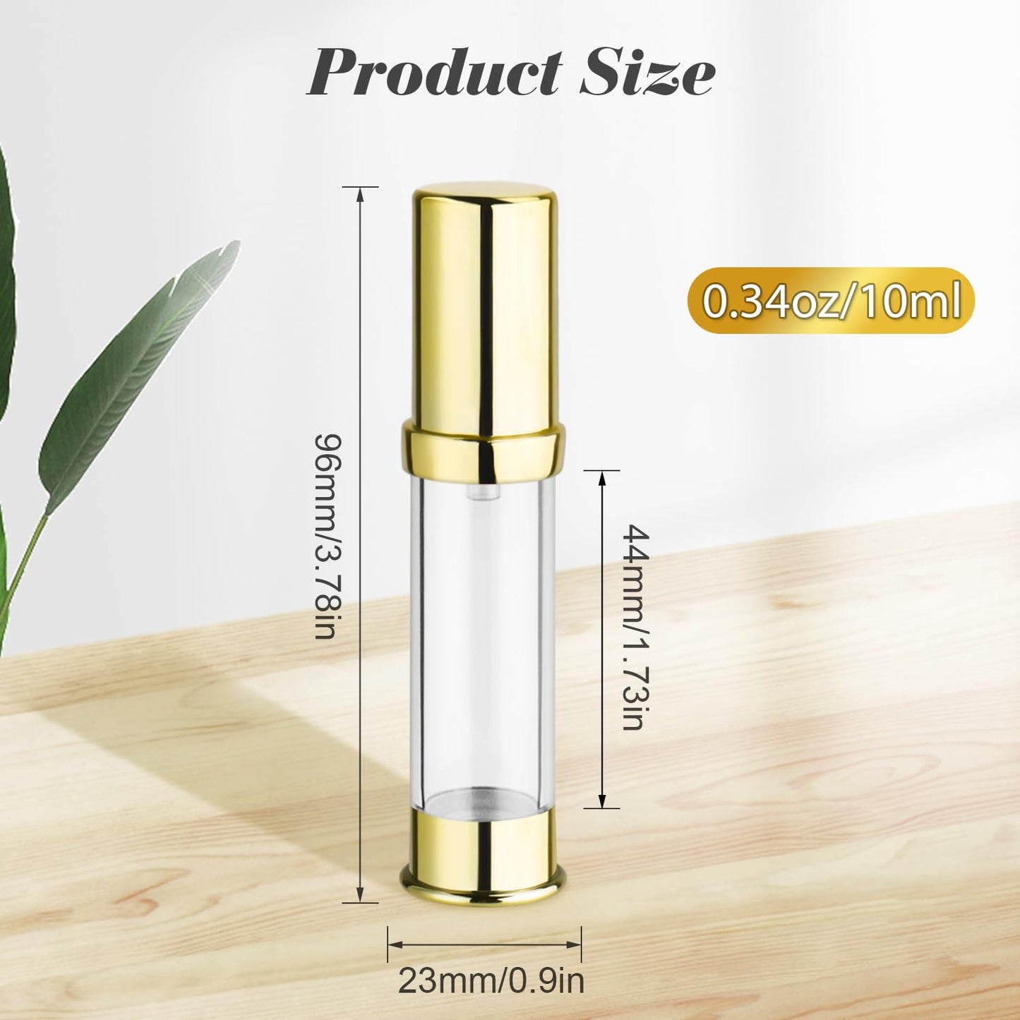 15 Pcs 0.34oz/10ml Airless Pump Bottle Refillable Vacuum Pump Bottles Travel Size Cosmetic Container for for Lotion Cream Moisturizer Facial Serum (Pack of 2)