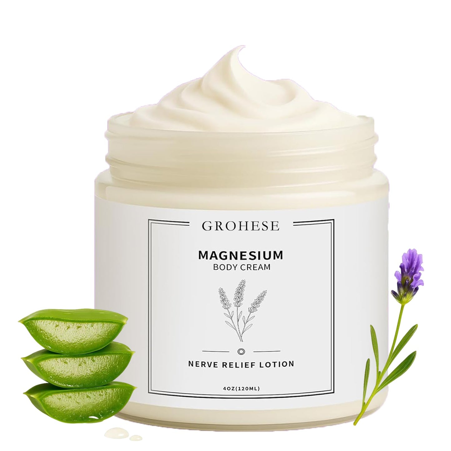 ipxkwll Neuropathy Cream – Nerve Relief Magnesium Body Lotion with Natural Soothing Ingredients, Nighttime Magnesium Cream for Feet & Hands, Non-Greasy Formula, Relaxing Lavender Scent (1)