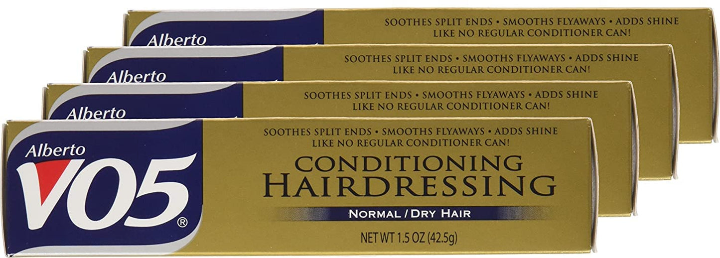 Alberto VO5 Conditioning Hairdressing - Hair Conditioner for Normal to Dry Hair | Smooths Frizz & Enhances Color - 1.5 oz, Pack of 4