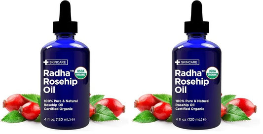 Organic Rosehip Seed Oil - 100% Pure Cold Pressed Carrier Oil for Face, Hair, Skin & Nails | 4 oz (Pack of 2)