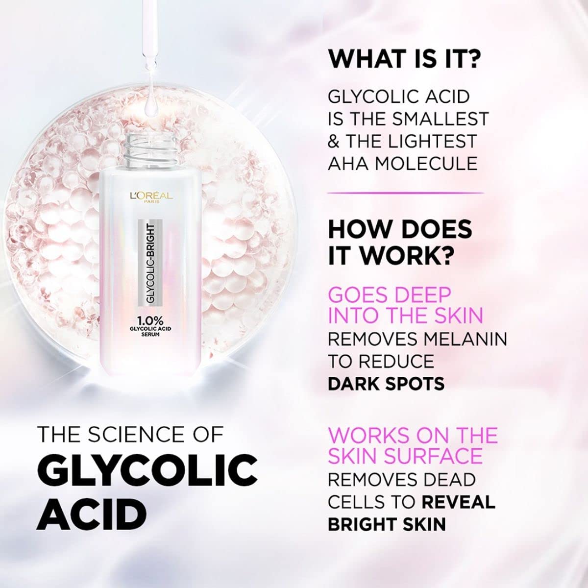 L'Oreal Paris Glycolic Bright Daily Foaming Facial Cleanser, 50ml |Daily Glowing Face Wash for Dull Skin