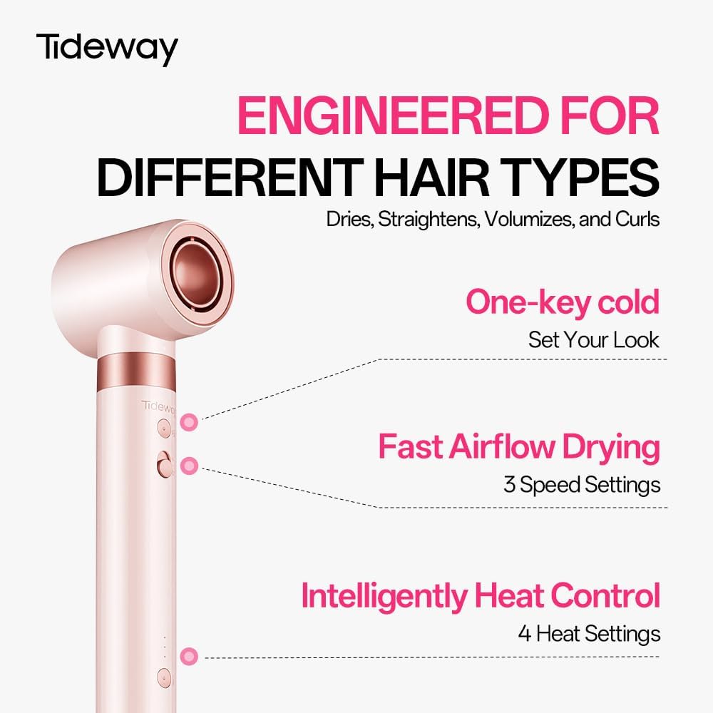 Tideway Prowaver 6-in-1 Hair Dryer Brush | High-Speed Ionic Hot Air Styler for Fast Drying & Volumizing