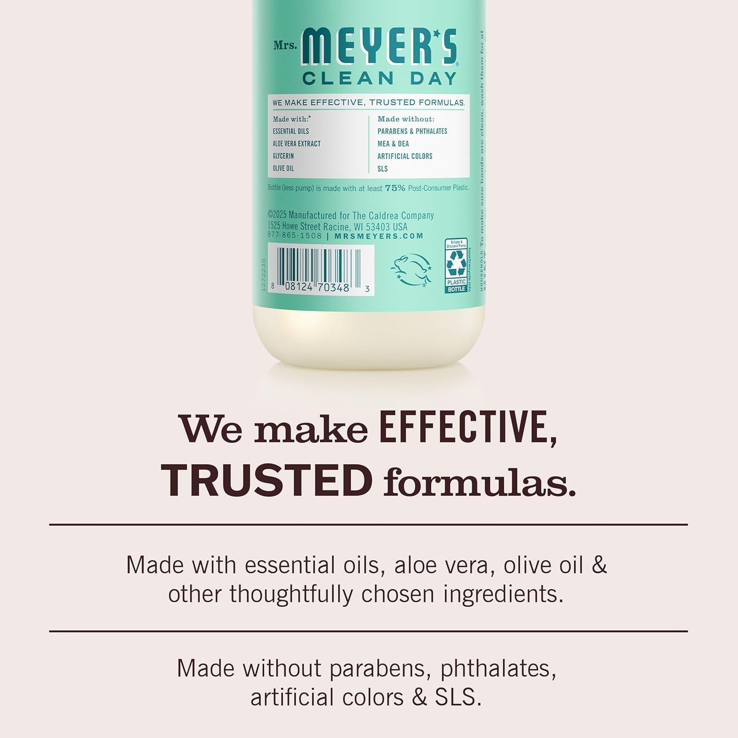 Mrs. Meyer's Clean Day Liquid Hand Soap - Mint Scent | 12.5 Fl Oz (Pack of 3)