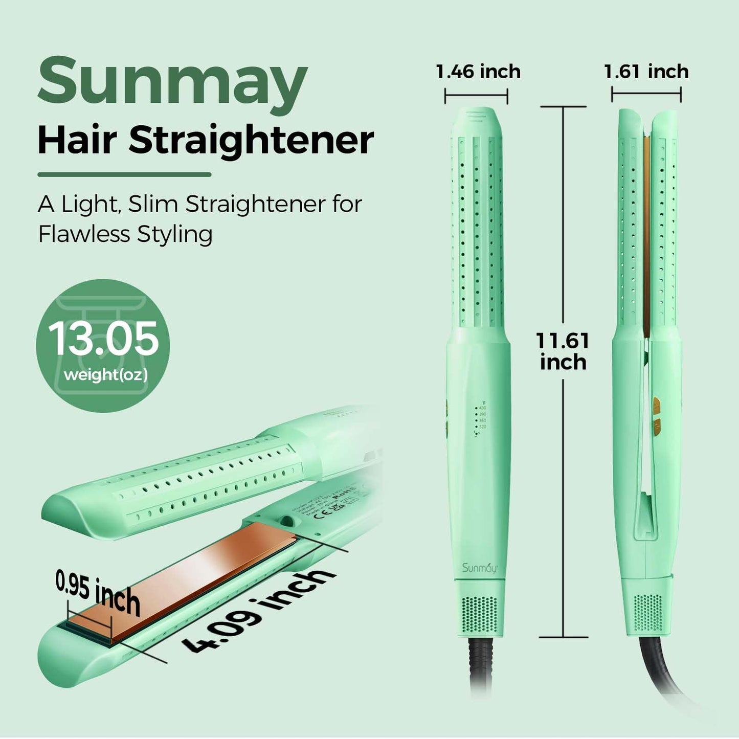 SUNMAY 360°Airflow Hair Straightener,0.95 Inch Titanium Straightener and Curler with Cooling Air Lock in Quick Style,Negative Ions Flat Iron Hair Straightener for Women,Dual Voltage,Auto Shut Off