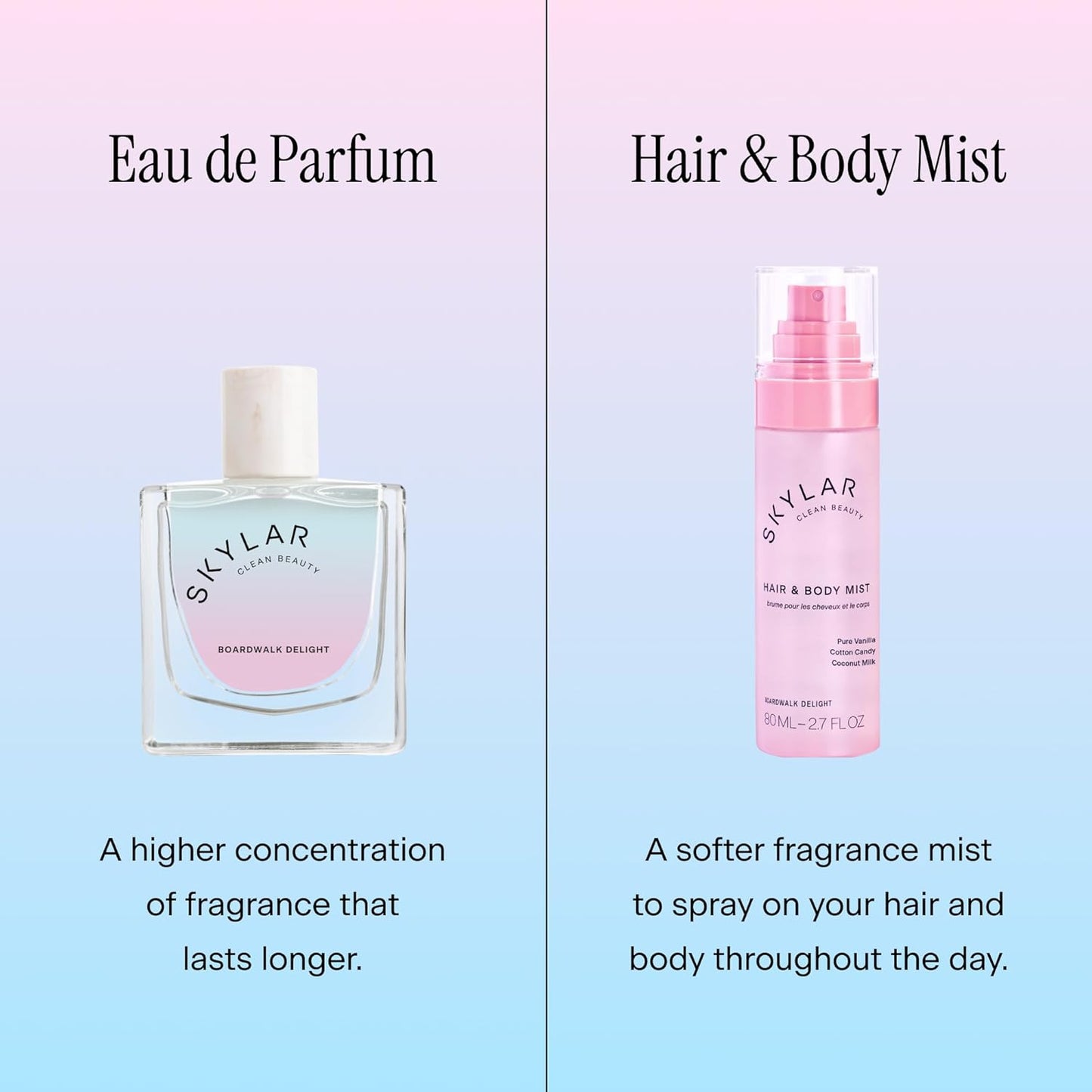 Skylar Hair Perfume & Body Mist | Sweet Cotton Candy & Vanilla Coconut | Hypoallergenic, Vegan, 80mL