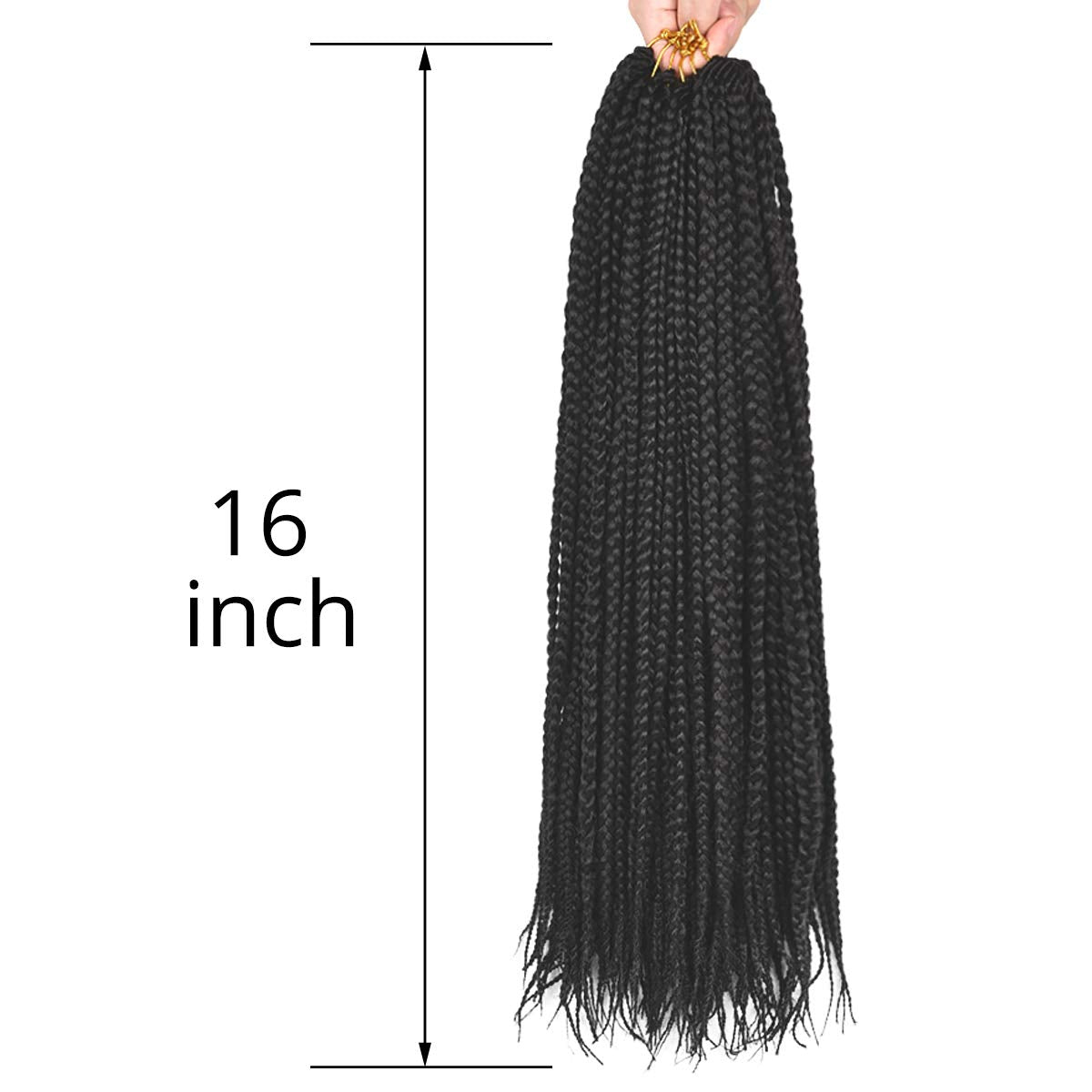16 Inch Box Braid Crochet Hair, 1B#