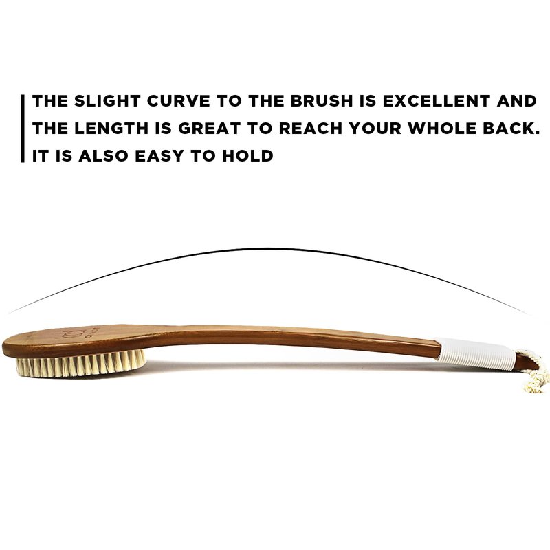ICANdOIT-17.71Inch Natural Stiff Sisal Bristles Anti-Slip Long Handle Bath Brush,Bent Handle Shower Scrubber for Exfoliating,Shower Back Brush,Exfoliation Set with Pumice Stone(2 Pack)