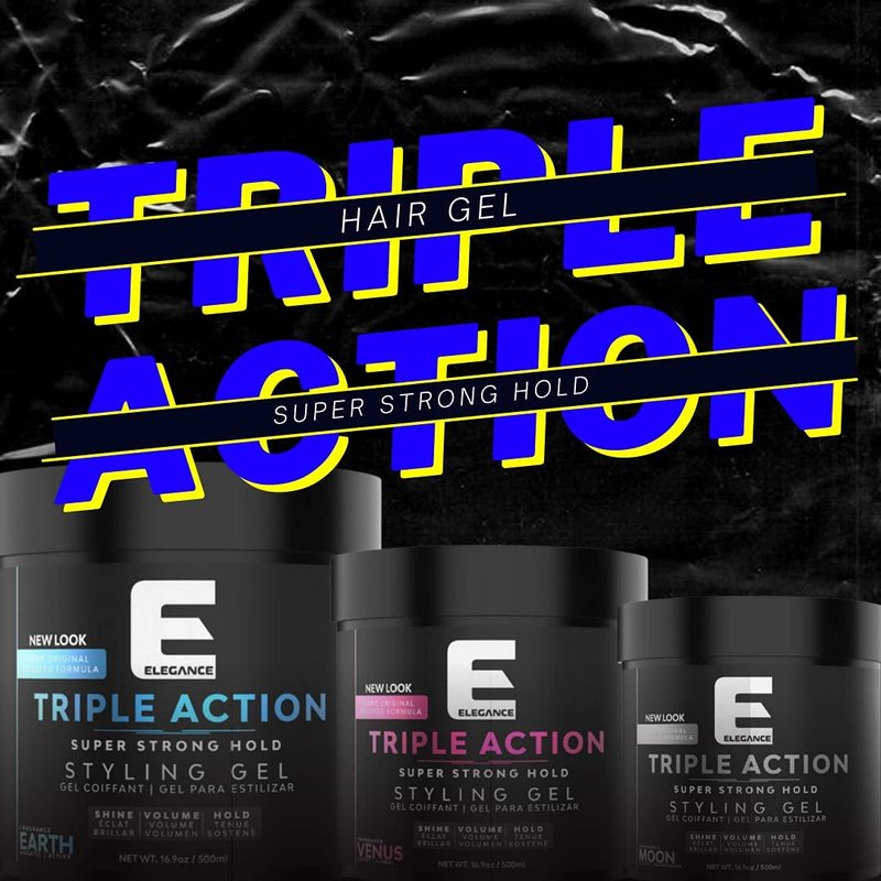 E Elegance Earth Fragrance Triple Action Hair Gel for Men And Women - Super Strong Hold, Extreme Volume, And Long Lasting Shine - Flake Free And Refreshing Fragrance - All Hair Types, 8.45oz