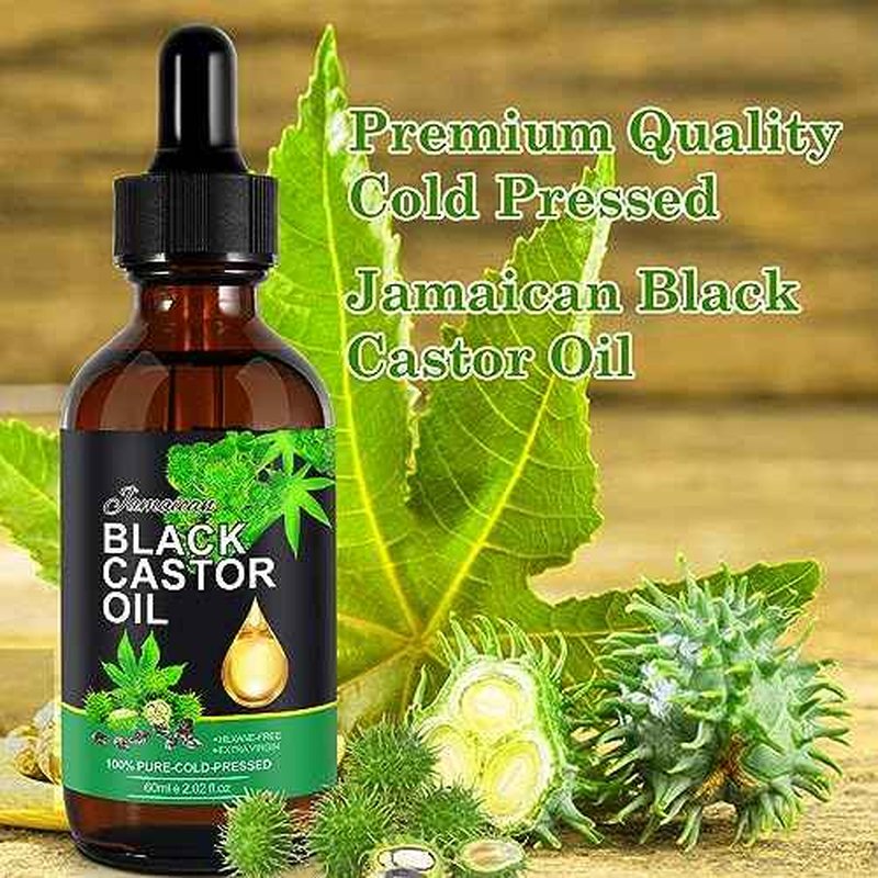 NIFEISHI Castor Oil, Jamaican Black Castor Oil Organic Cold Pressed Unrefined Glass Bottle, 100% Pure and Organic Castor Oil for Hair Growth Eyebrows Eyelashes Skin Use