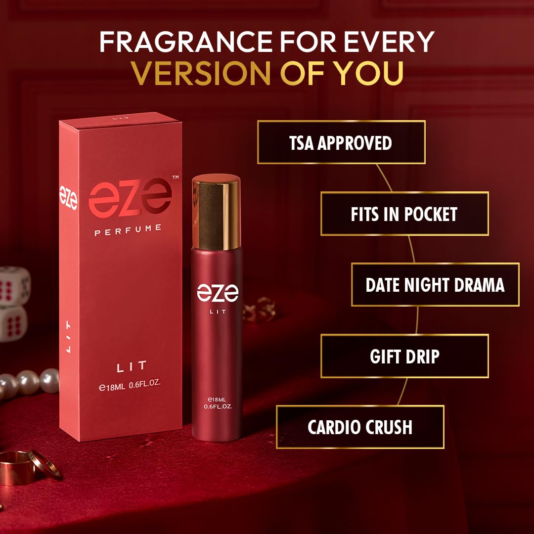 Eze LIT Perfume for Women 0.6 Oz EDP Raspberry Jasmine Musk Vanilla Cherry