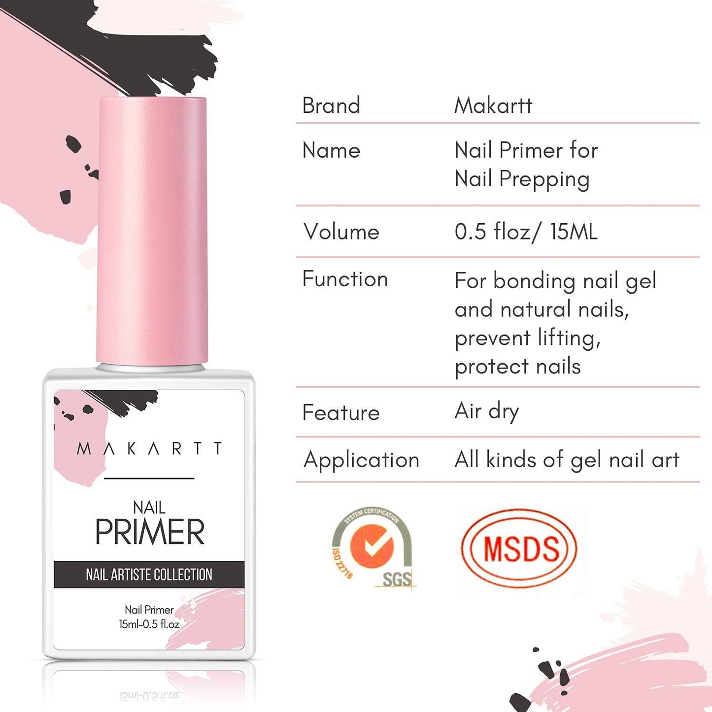 Makartt Nail Primer Natural Nail Dehydrator and Primer for Acrylic Nails Gel Polish Bundle 3 in 1 Nail Glue Gel for Fake Nails(Curing Needed), Super Strong Acrylic Nails Glue