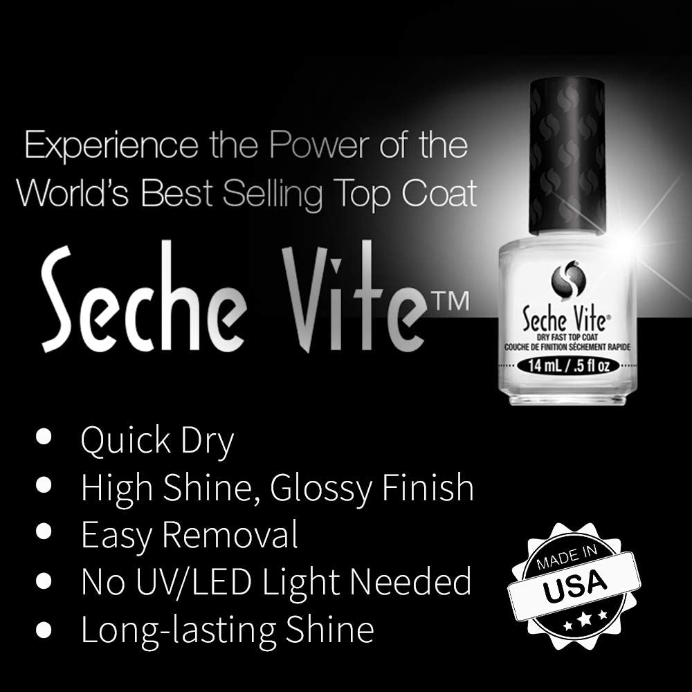 Seche Clear Base Coat and Top Coat Duo Pack – Nail Strengthening & Long-Lasting, Nail Polish, Manicure Set, 14 mL Each