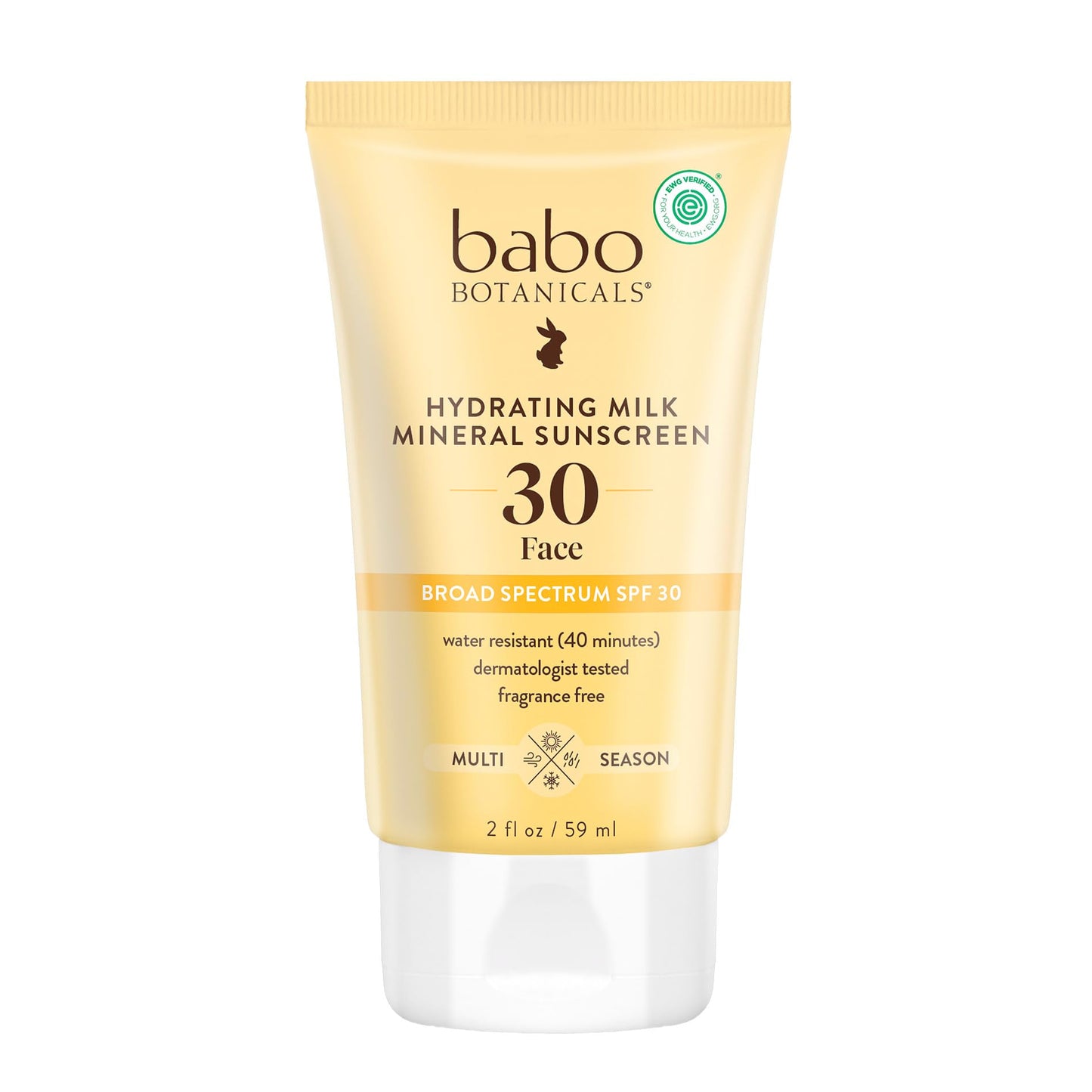 Babo Botanicals Hydrating Milk Mineral Sunscreen SPF 30 with Dewy Finish – Lightweight Zinc Oxide Daily Face Sunscreen for Sensitive Skin – EWG Verified – Broad Spectrum UVA/UVB Protection